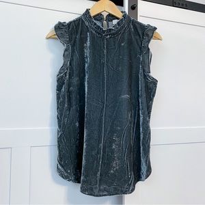 Loft Ruffled Tank Blouse Velvet Sage M NWOT